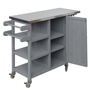 Foldable Outdoor Kitchen Island With Storage Cabinet