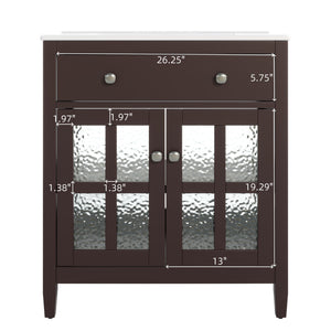Bathroom Vanity With Ceramic Sink, Adjustable Shelf & Tip Out Tray