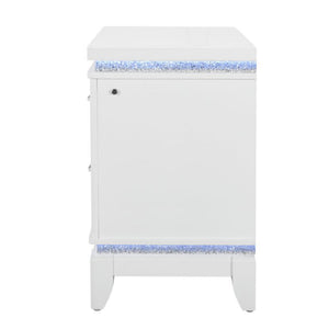 Adalid - Nightstand With Glittered Drawer Front And LED Lighting - White
