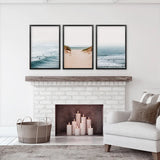 Modern Beach Set of 3 Posters. Sandy Beach, Waves, Surfers