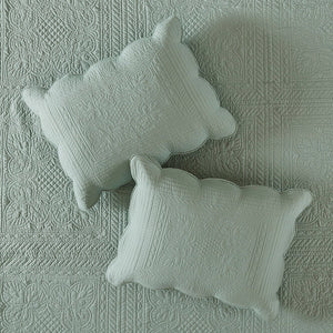 3 piece antimicrobial reversible scalloped edge quilt set queen - seafoam - Tuesday Morning - Quilts & Comforters