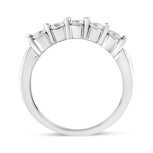 14K White Gold 1/2 Cttw Round-Cut 5-Stone Diamond Ring (H-I Color, SI1-SI2 Clarity) Size 7