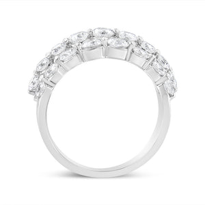 10K White Gold 2 1/2 Cttw Round Natural Diamond 3 Row Band Ring (I-J Color, I1-I2 Clarity) - Ring Size 7