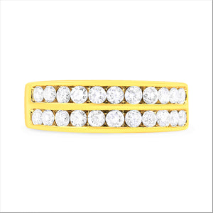 10K Yellow Gold Two-Row Diamond Band Ring (1 Cttw, J-K Color, I1-I2 Clarity) - Size 6
