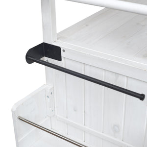 Foldable Outdoor Kitchen Island With Lockable Wheels, Storage Cabinet And Towel Rack For Patio