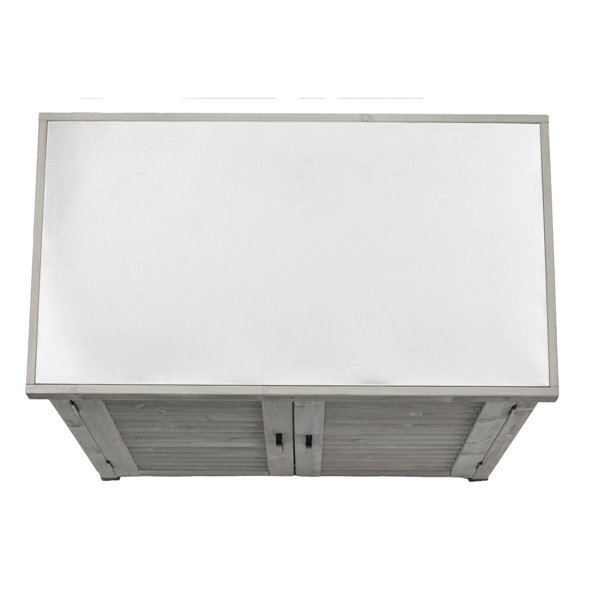 Potting Bench With Storage Cabinet And Metal Table Top For Outdoor