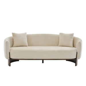 81 in. Curved Boucle Sofa with Wooden Base