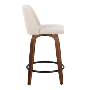 Toriano - Mid Century Modern, Fixed Height Counter Stool & Swivel And Round Footrest (Set of 2)