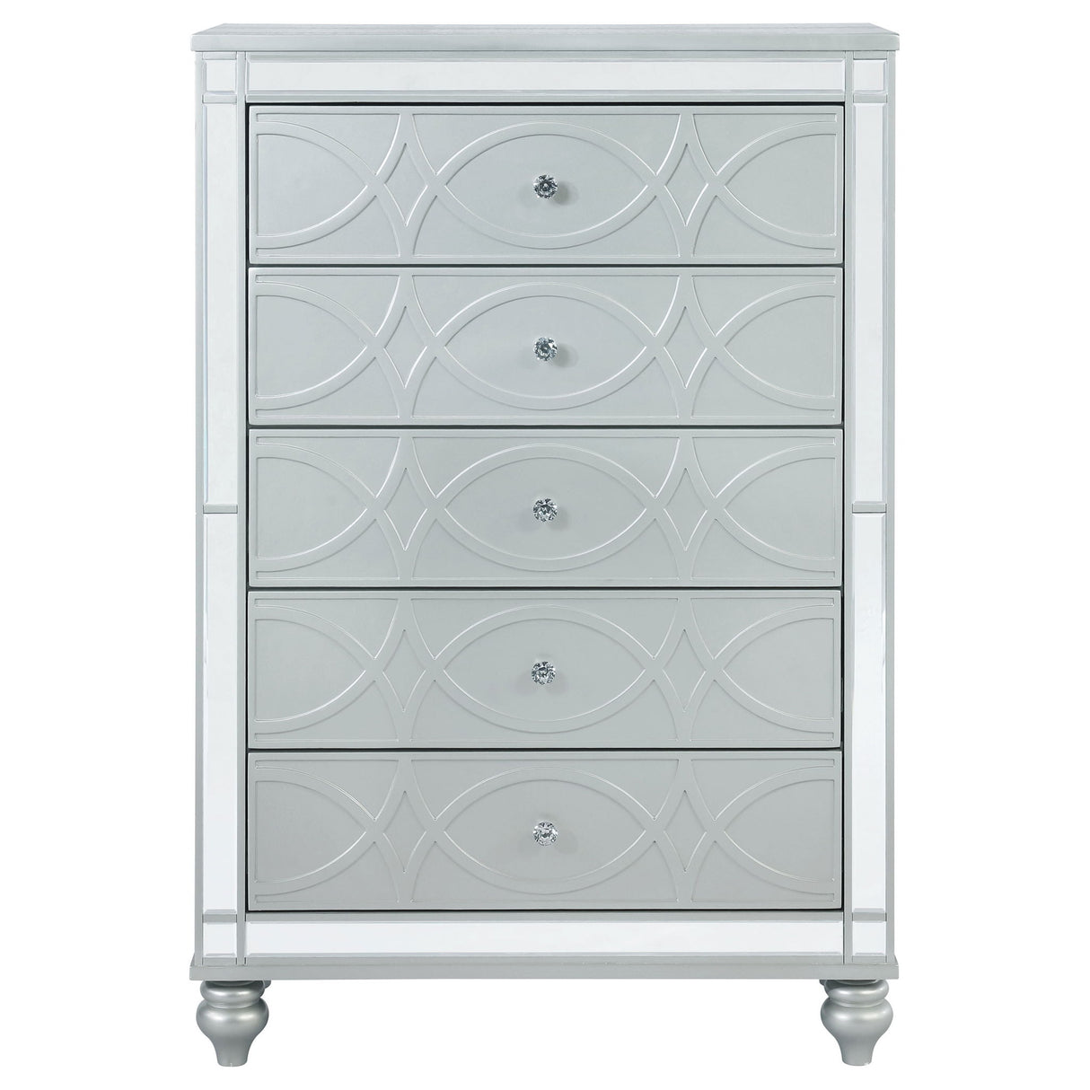 Arabesque - 5 Drawer Bedroom Chest - Silver