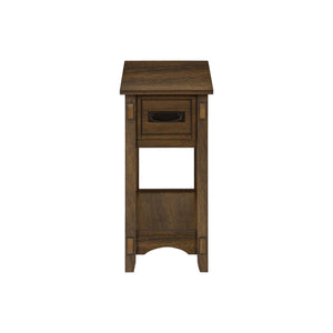 Accent End Table, 2 Tier, Narrow, Storage Drawer, Transitional - Walnut
