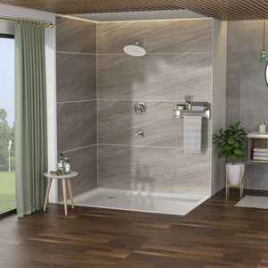 10" Round Rain Shower Head System With Waterfall Tub Spout, Wall Mounted, Stainless Steel