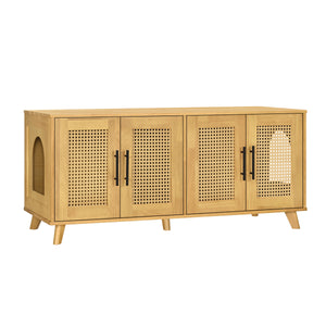 Myra Indoor Premium Rubber Wood Cat Cabinet with Plush Cushion