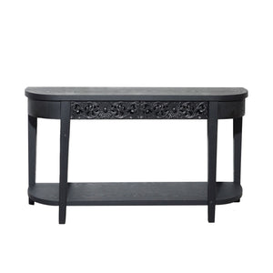 Carved Console Table With Storage Shelf For Living Room - Black