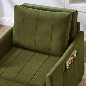 Upholstered Convertible Sleeper Sofa With 5 Position Backrest, Side Pockets, Storage