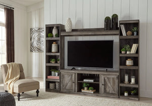 Wynnlow - 4-Piece Entertainment Center With LG TV Stand W/Fireplace Option - Gray - Best Buy Furniture