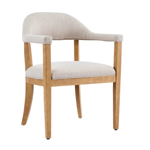 Wood Frame Upholstered Dining Chairs with Armrests (Set of 2)