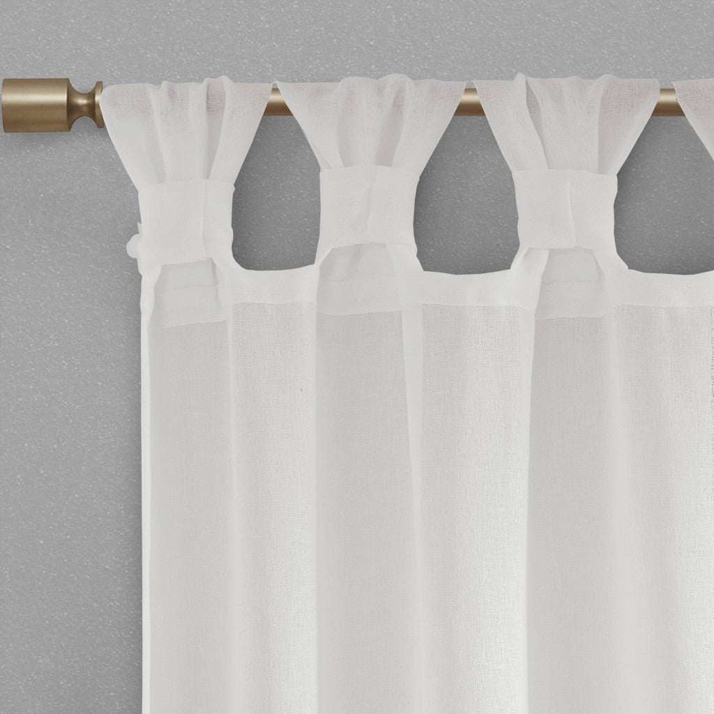 Floral Embroidered Cuff Tab Top Solid Curtain Panel