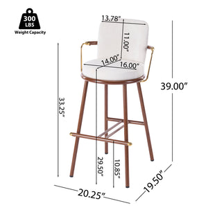Chaya Indoor Upholstered Bar Stool with Metal Frame