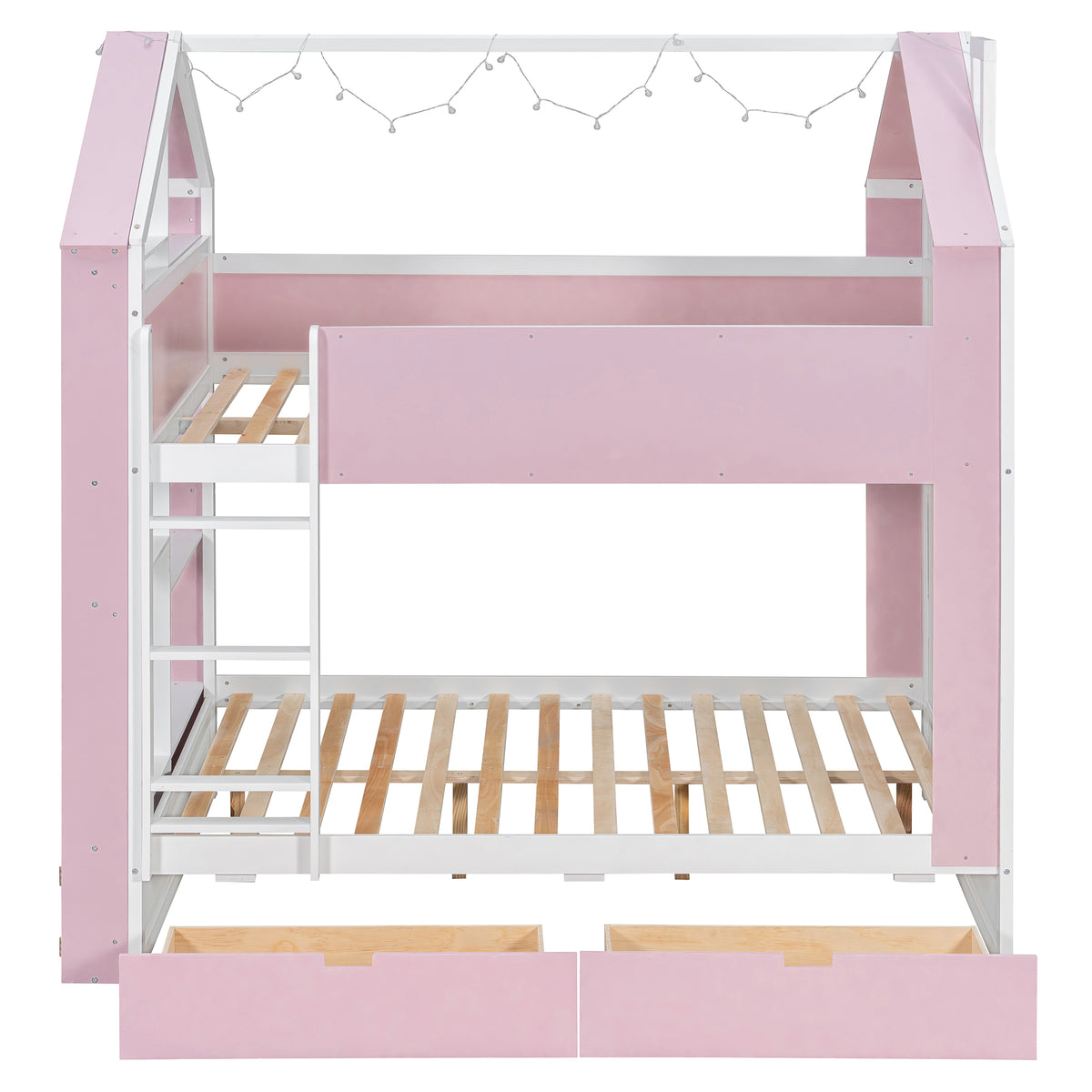 Full Size Bunk Bed with Storage Drawers & Shelves