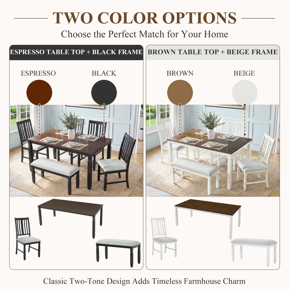 59"-77" Extendable Dining Table for 4–6 People