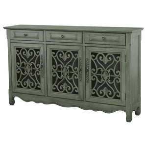 Naomi - 3 Drawer Scrollwork Accent Cabinet - Green
