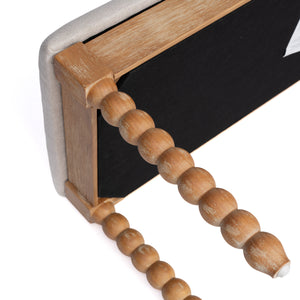 Farmhouse Wooden Storage Bench with Soft Cushion – Turned Spindle Legs