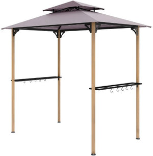 Double Tiered Barbecue Grill Gazebo Shelter with Side Shelves and Hooks