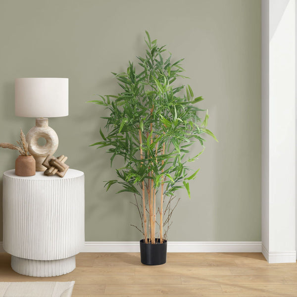 50" Tall, Artificial Plant, Bamboo Tree, Indoor, Faux, Fake, Floor, Greenery, Potted, Decorative - Green / Black - Best Buy Furniture
