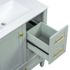 Bathroom Vanity, Modern Bathroom Cabinet With Sink Combo Set, Bathroom Storage Cabinet With A Soft Closing Door And 3 Drawers, Solid Wood Frame