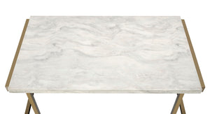 Boice II - Faux Marble Top Sofa Table - White / Champagne