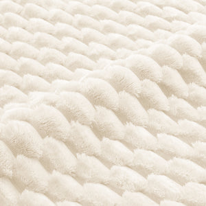 Flannelette Fabric Ottoman - White
