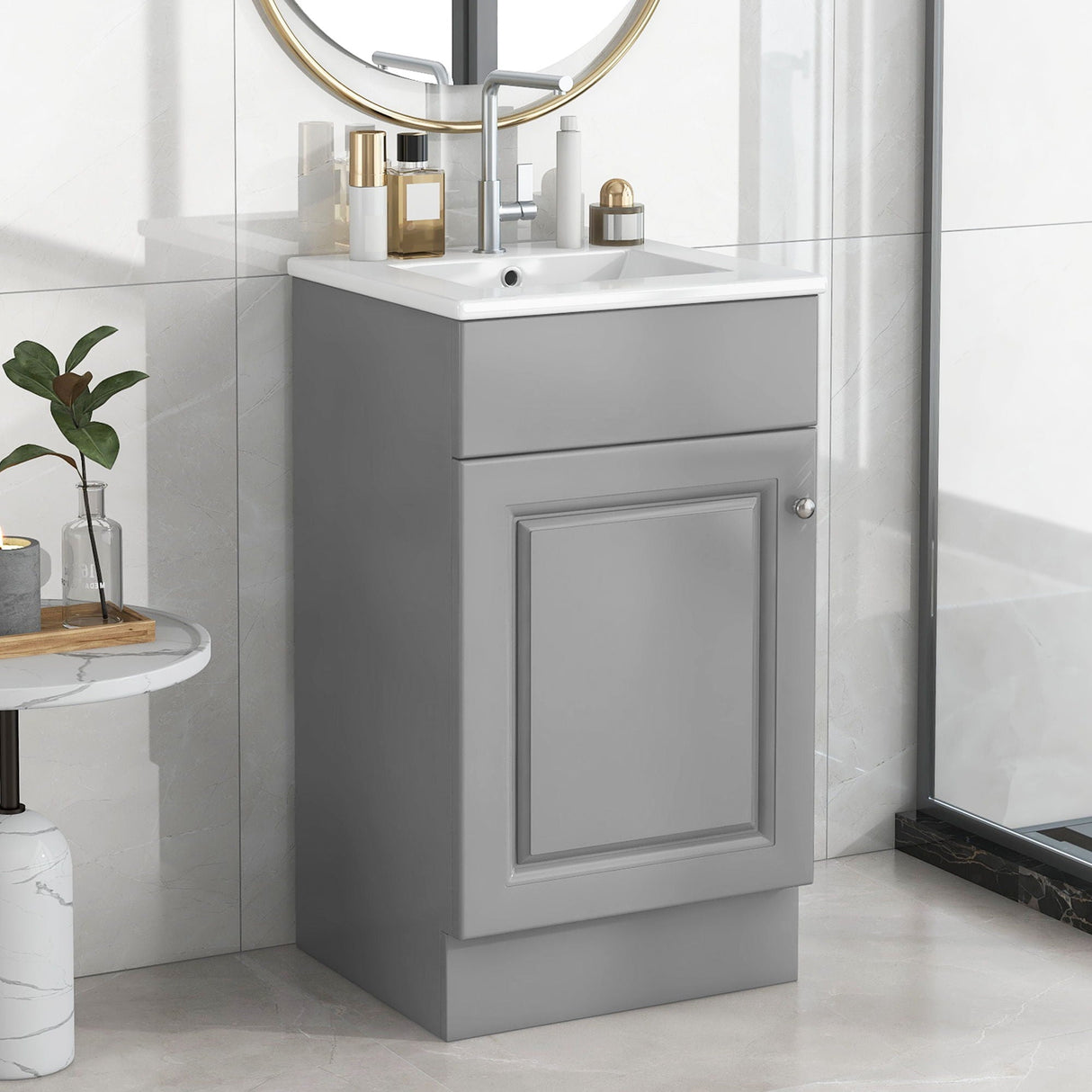 Bathroom Vanity With Sink, Cabinet With Adjustable Shelf - Best Buy Furniture