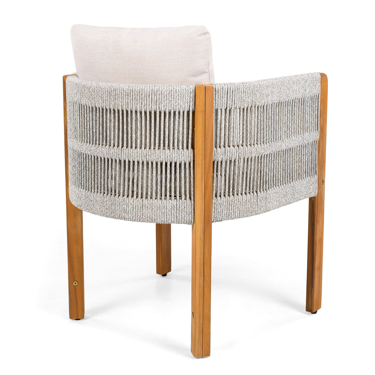 Outdoor Dining Chairs & Rope Handles (Set of 2) - Beige / Teak