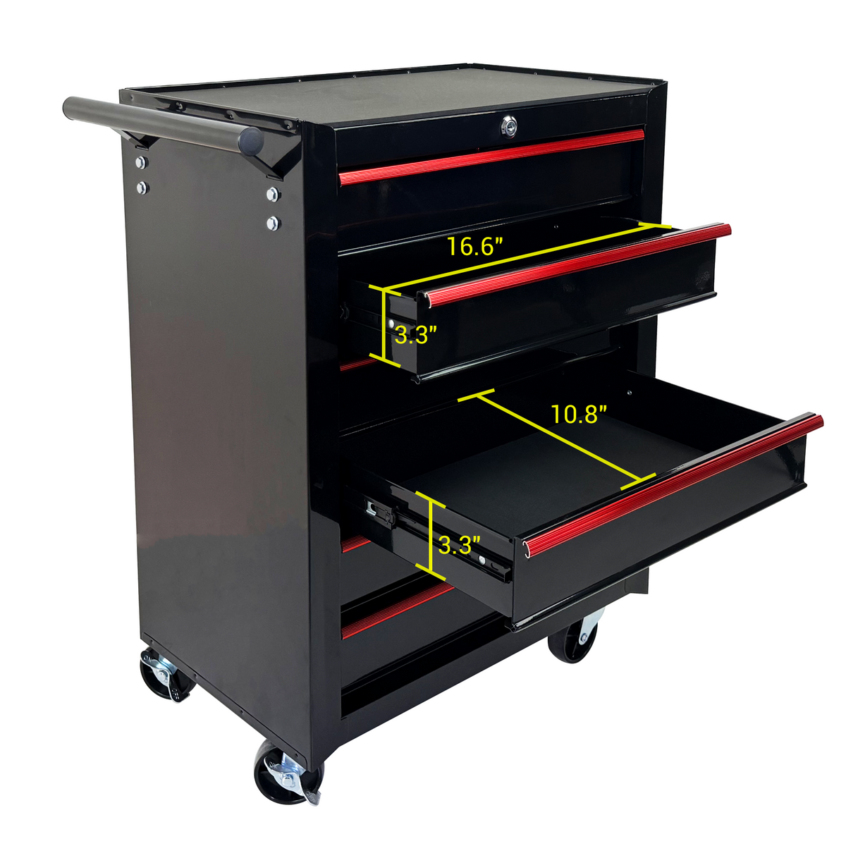 Rolling Metal Tool Chest with 6 Drawers - Black