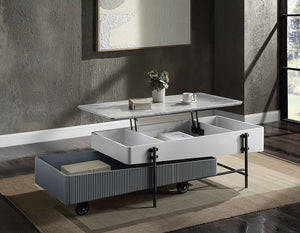 Wilkins - High Gloss Coffee Table With Lift Top - Gray / White - Best Buy Furniture