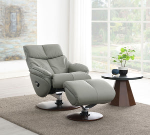 Kandoro - Top Grain Leather Accent Chair With Swivel & Ottoman - Gray - Best Buy Furniture