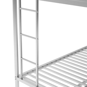Bunk Bed With Steel Frame And Trundle, 2 Side Ladders