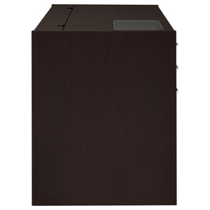 Maxim - 2 Drawer Computer Desk With Lift Top Storage And Power Outlet - Cappuccino