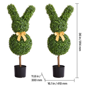 Artificial Topiary Bunny-Shape Boxwood Ball, 2 Set