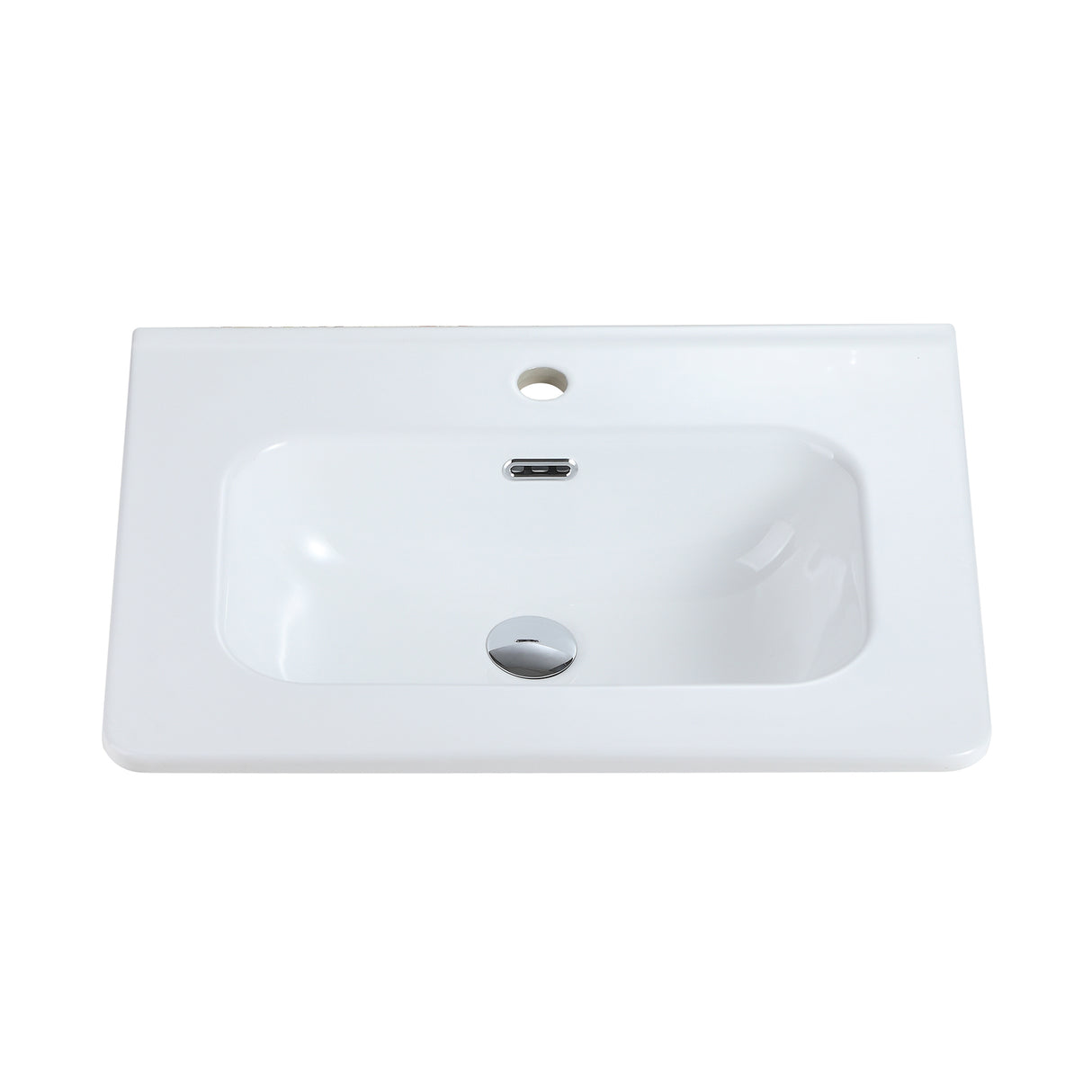Glossy White Ceramic Integrated Sink