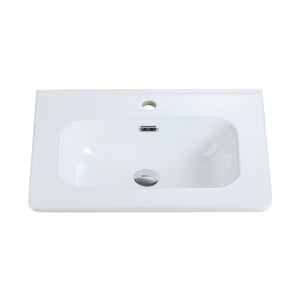 Glossy White Ceramic Integrated Sink