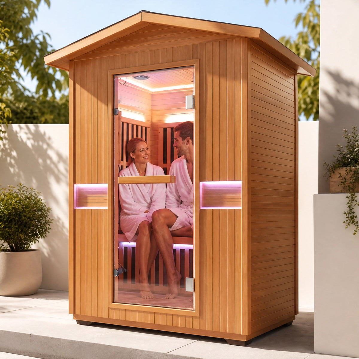2000W Canadian Hemlock Double Outdoor Far Infrared Sauna