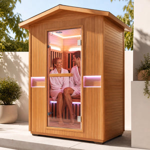 2000W Canadian Hemlock Double Outdoor Far Infrared Sauna