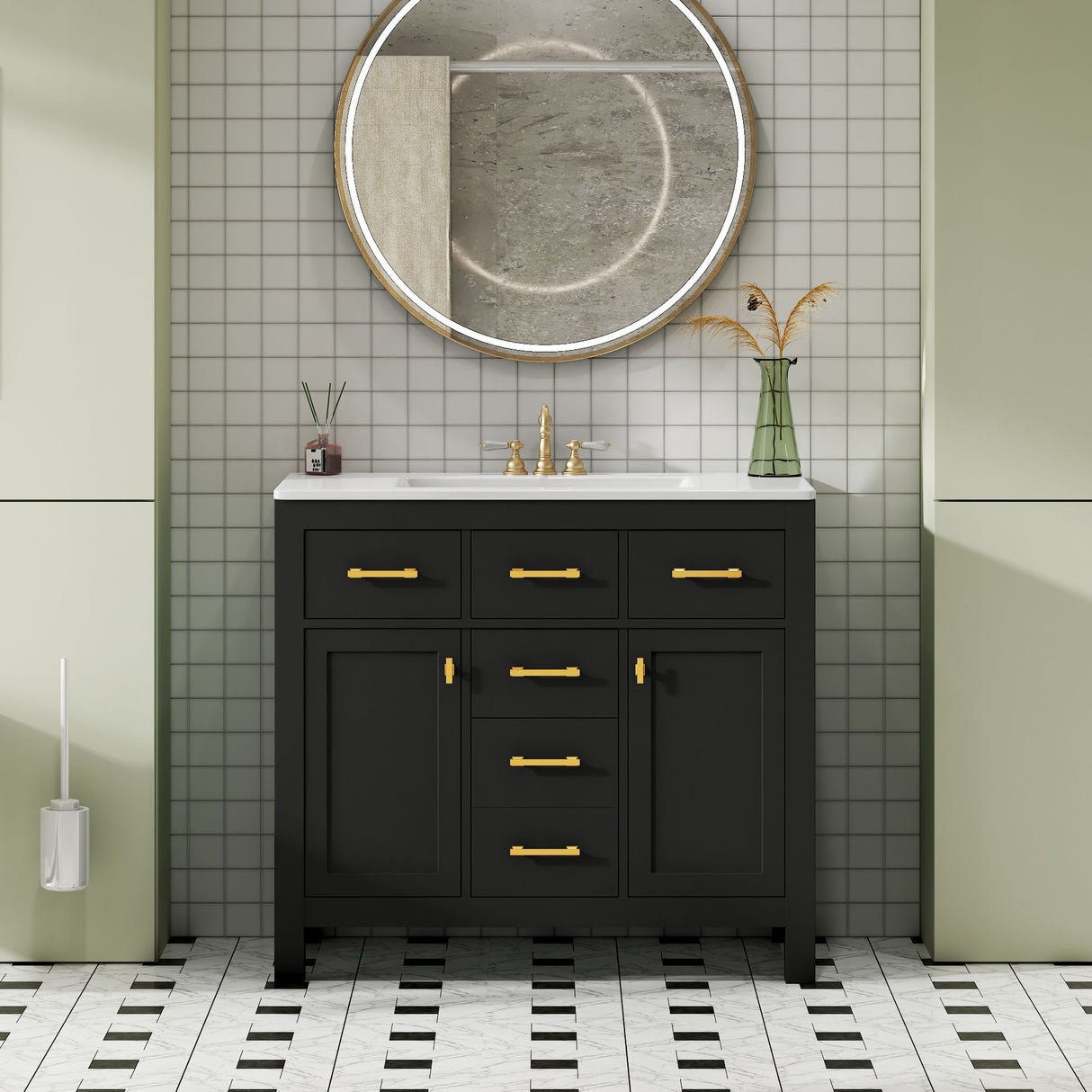 Bathroom Vanity With Sink Combo Set, Modern Bathroom Cabinet With 4 Drawers