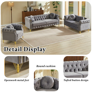 82-Inch Velvet Chesterfield Sofa