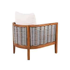 2 Pieces Outdoor Unique Tub Design Armchair with Woven Rope