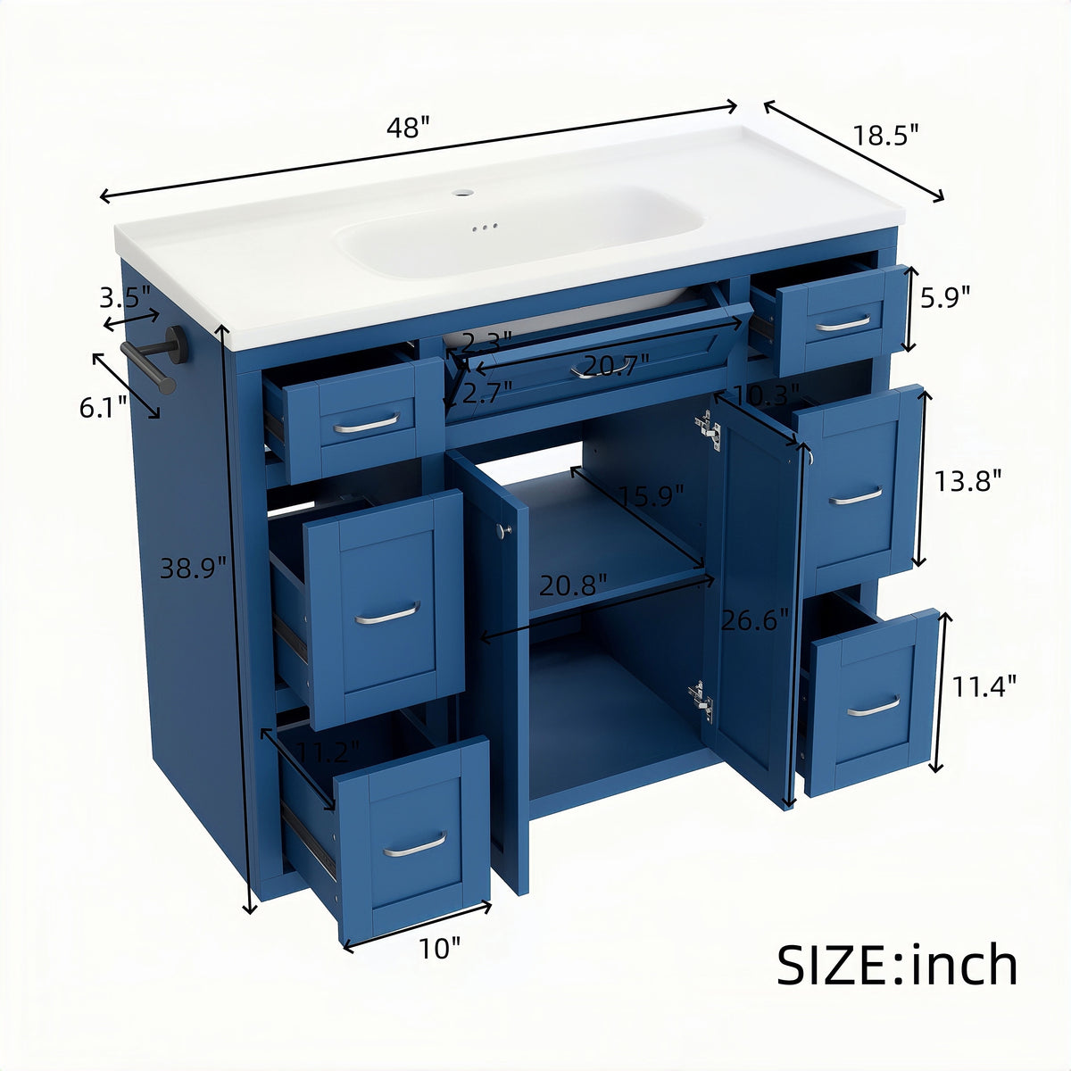 Navy Blue 48" Bathroom Vanity