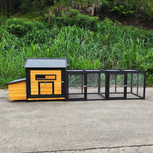 114" Wooden Chicken Coop with Outdoor Run