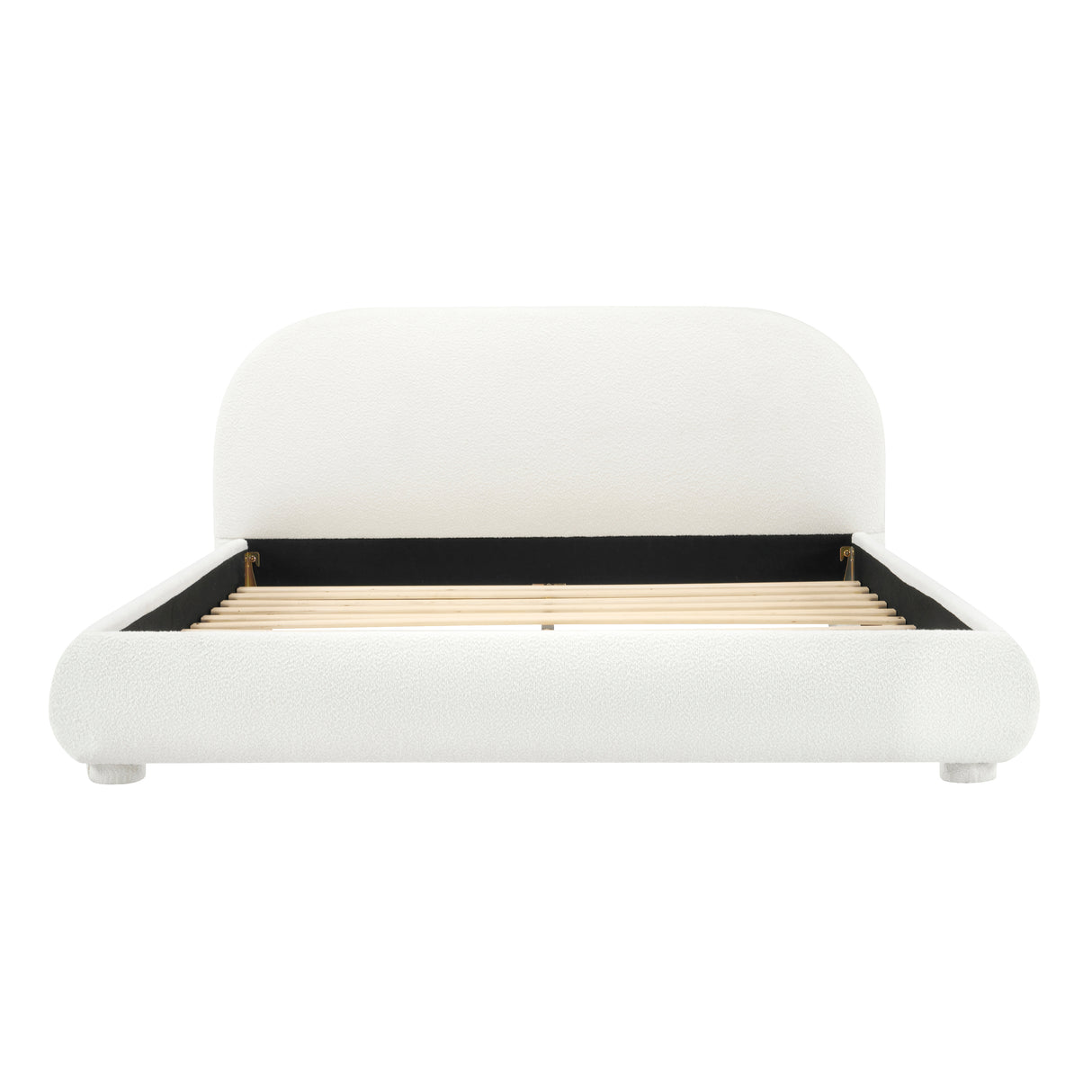 Cream Style Fabric Upholstered Bed, Simple Modern Bedroom Double Bed, Queen