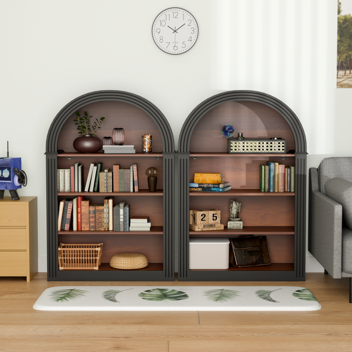 4-Shelf Tall Arched Bookcase